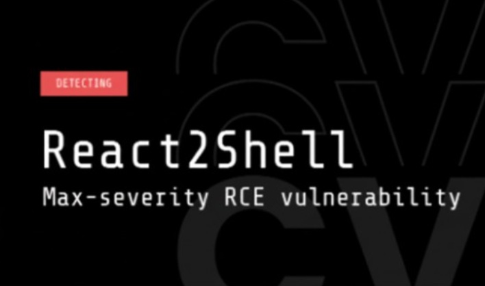 An illustration showing the React logo being compromised by a malicious web shell script, leading to an Advanced Persistent Threat (APT) scenario.