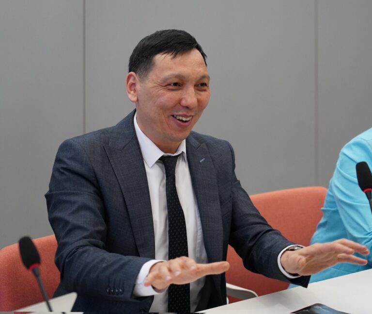 Deputy Ambassador of Kazakhstan participates in discussions during a visit to UMV headquarters in Seoul on June 2, 2026.